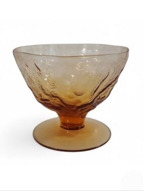 Seneca Amber Sherbet Champagne Glass Textured Art Glass Retro Decor Vintage